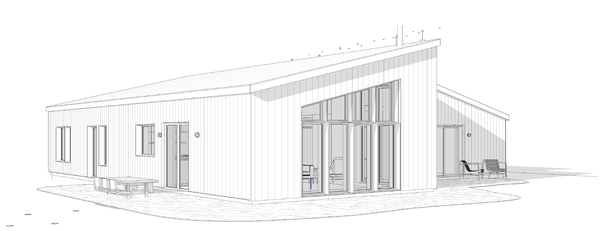 Maine Cabin — south elevation with glazing